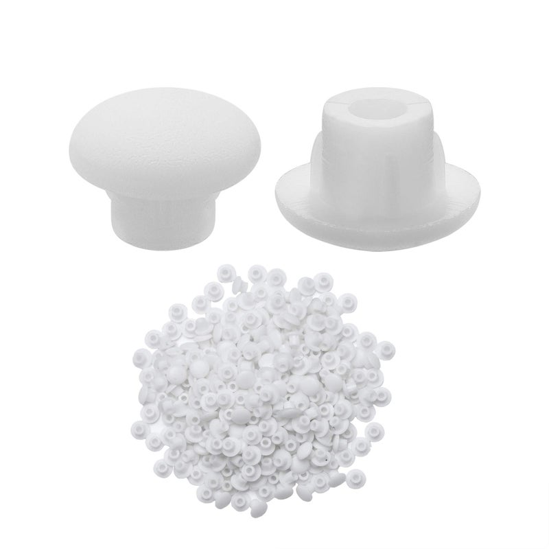 Bluecell Pack of 300pcs 5mm / 3/16" Plastic Hole Plug Button Top for Cabinet Cupboard Shelf (5mm, White) - Image 1